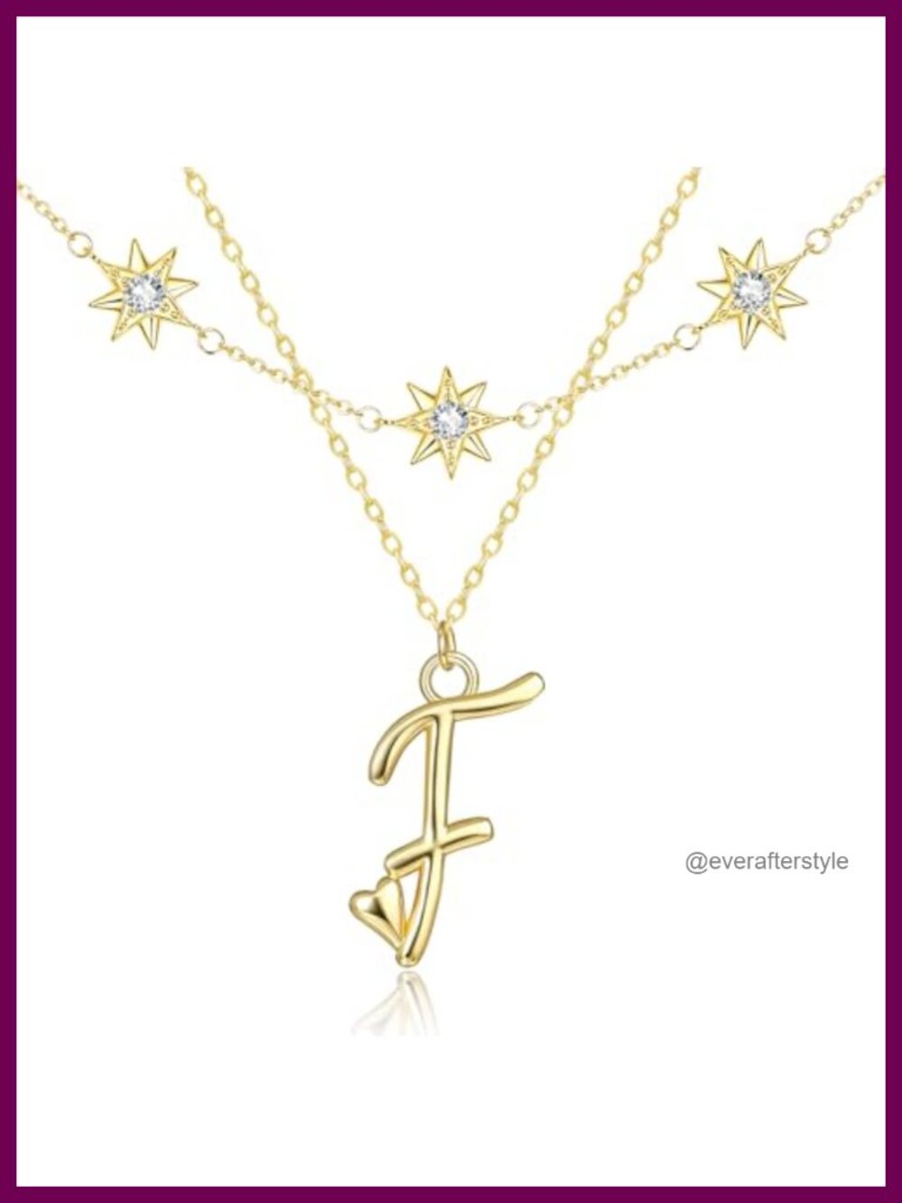 14K Gold Plated Initial Pendant Layered Necklace with Star Charm
